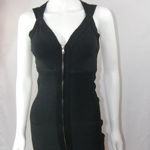 NWOT Body Con Black Bandage Zipper Dress Sz Small